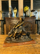 Load image into Gallery viewer, A.J Peiffer (French, 1832-1886) Bronze Group Of Putto With A Setter On Marble