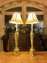 Load image into Gallery viewer, Pair of Imposing Large Brass Neo-Classical Table Lamps With Shades