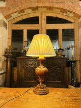 Load image into Gallery viewer, Antique Vintage Carved Wooden German Table Lamp, Traditional Lighting