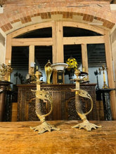 Load image into Gallery viewer, 19th Century Antique Prussian Officers Sword Candlestick Pair