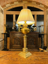 Load image into Gallery viewer, Antique Victorian Brass Oil Lamp, Table Lamp, “English Juno” By Veritas