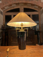 Load image into Gallery viewer, Vintage French Modernist Baluster Urn Table Lamp, Blue & Real Gold