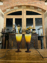 Load image into Gallery viewer, Vintage French Glass Uplighter Table Lamps, Conical, MCM