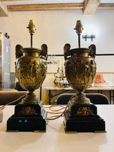 Load image into Gallery viewer, Pair Of Gilded “Townley Vase” Urn Table Lamps On Marble Base, Georgian Classical