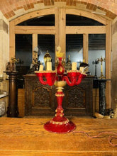 Load image into Gallery viewer, Large Handblown Murano Glass Candleabra Table Lamp By ‘Barovier & Toso’