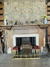 Load image into Gallery viewer, Antique Brass & Italian Red Leather Club Fender, From Stately Home