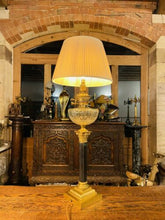 Load image into Gallery viewer, Antique Brass Oil Lamp With Cut Glass Bowl, Table Lamp, “Duplex, Youngs”