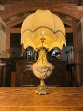 Load image into Gallery viewer, Antique 19th C French Ormolu Bronze & Marble Table Lamp, Rams Head Decoration