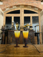 Load image into Gallery viewer, Vintage French Glass Uplighter Table Lamps, Conical, MCM