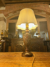 Load image into Gallery viewer, Antique Hand Carved Oak Table Lamp