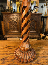 Load image into Gallery viewer, Antique Wooden Marquetry Spiral Table Lamp, Rewired