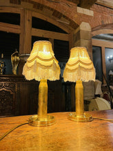 Load image into Gallery viewer, Pair Of Vintage Brass Artillery Shell Casings As Table Lamps, Military Lamp