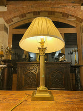 Load image into Gallery viewer, Antique 19th C English Brass Corinthian Table Lamp, Rewired