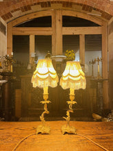 Load image into Gallery viewer, Antique Louis XV Style Bedside Lamps, Pair Table Lamps, French Ormolu Bronze