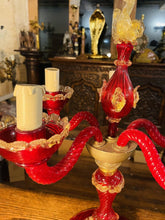 Load image into Gallery viewer, Large Handblown Murano Glass Candleabra Table Lamp By ‘Barovier & Toso’