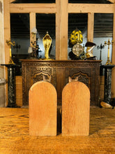 Load image into Gallery viewer, Antique Hand Carved English Oak Dog Bookends, Arts & Crafts