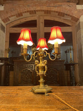 Load image into Gallery viewer, Antique Bronze 3 Branch Table Lamp, Georgian Style ‘Knole’ Candelabra, Rewired