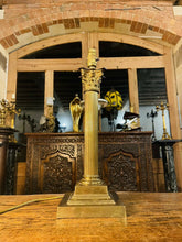 Load image into Gallery viewer, Antique 19th C English Brass Corinthian Table Lamp, Rewired