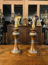 Load image into Gallery viewer, 19th Century Japanese Enamelled Bronze Cloissonne Table Lamps, Pair, Rewired