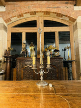 Load image into Gallery viewer, Bouillotte Triple Branch Lamp - Silver Plated - French Empire - Napoleonic