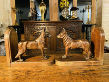 Load image into Gallery viewer, Antique Hand Carved English Oak Dog Bookends, Arts & Crafts