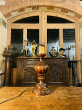 Load image into Gallery viewer, Antique Vintage Carved Wooden German Table Lamp, Traditional Lighting