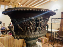 Load image into Gallery viewer, Large 19th Century Solid Bronze, Neo-Classical Urn, Greek Putti Frieze