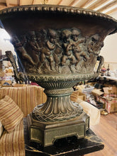 Load image into Gallery viewer, Large 19th Century Solid Bronze, Neo-Classical Urn, Greek Putti Frieze