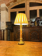 Load image into Gallery viewer, Antique Gilded Bronze & Alabaster French Empire Table Lamp, Corinthian Capitol