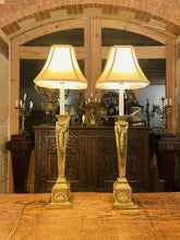 Load image into Gallery viewer, Pair of Imposing Large Brass Neo-Classical Table Lamps With Shades