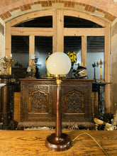 Load image into Gallery viewer, Vintage Art Deco Bakelite & Opaline Glass Globe Table Lamp