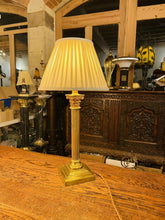 Load image into Gallery viewer, Antique 19th C English Brass Corinthian Table Lamp, Rewired