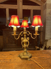 Load image into Gallery viewer, Antique Bronze 3 Branch Table Lamp, Georgian Style ‘Knole’ Candelabra, Rewired