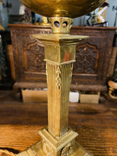 Load image into Gallery viewer, Antique Victorian Brass Oil Lamp, Table Lamp, “English Juno” By Veritas