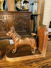 Load image into Gallery viewer, Antique Hand Carved English Oak Dog Bookends, Arts & Crafts