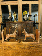 Load image into Gallery viewer, Antique Hand Carved English Oak Dog Bookends, Arts & Crafts