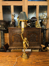 Load image into Gallery viewer, Antique 19th Century Cherub ‘Eros’ Solid Bronze Table Lamp