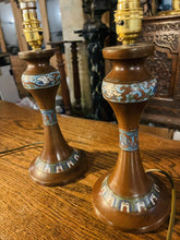 Load image into Gallery viewer, 19th Century Japanese Enamelled Bronze Cloissonne Table Lamps, Pair, Rewired