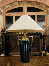 Load image into Gallery viewer, Vintage French Modernist Baluster Urn Table Lamp, Blue & Real Gold