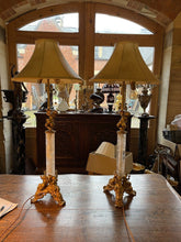 Load image into Gallery viewer, Pair Of Gilt Bronze & Rock Crystal Table Lamp, French Napoleon III Style