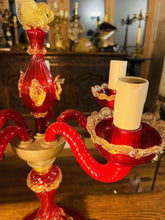 Load image into Gallery viewer, Large Handblown Murano Glass Candleabra Table Lamp By ‘Barovier & Toso’