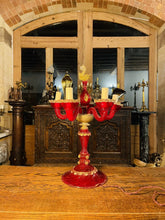 Load image into Gallery viewer, Large Handblown Murano Glass Candleabra Table Lamp By ‘Barovier & Toso’