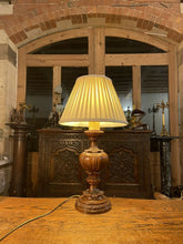 Load image into Gallery viewer, Antique Vintage Carved Wooden German Table Lamp, Traditional Lighting