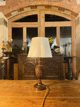 Load image into Gallery viewer, Antique Hand Carved Oak Table Lamp, Jacobean Design