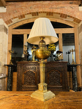 Load image into Gallery viewer, Antique Victorian Brass Oil Lamp, Table Lamp, “English Juno” By Veritas