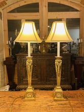 Load image into Gallery viewer, Pair of Imposing Large Brass Neo-Classical Table Lamps With Shades