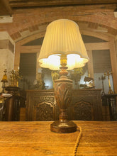 Load image into Gallery viewer, Antique Hand Carved Oak Table Lamp, Jacobean Design
