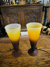 Load image into Gallery viewer, Vintage French Glass Uplighter Table Lamps, Conical, MCM