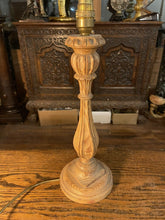 Load image into Gallery viewer, Rustic French Farmhouse Chic Table Lamp, Antique Pitch Pine Lamp