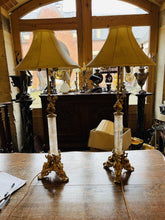 Load image into Gallery viewer, Pair Of Gilt Bronze & Rock Crystal Table Lamp, French Napoleon III Style